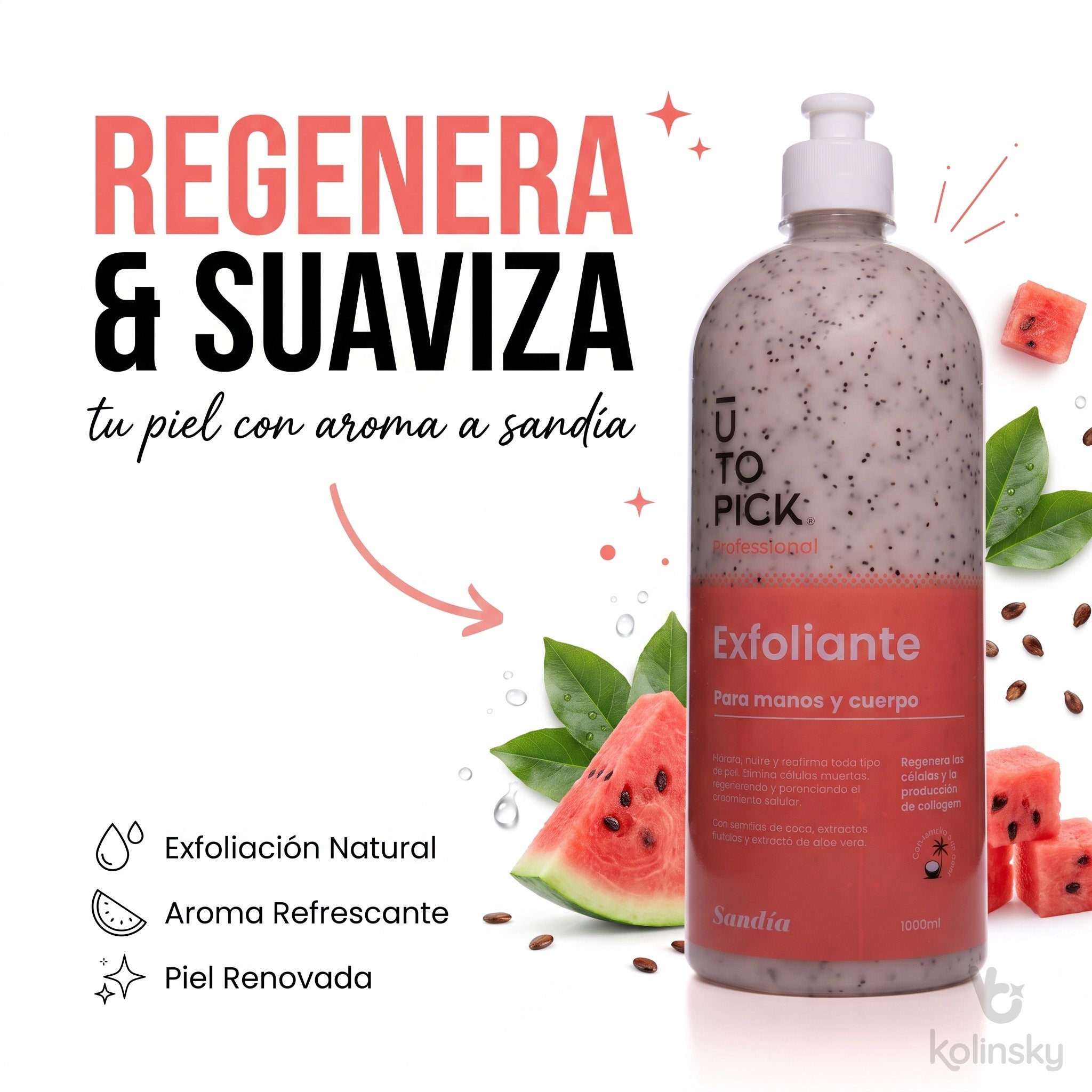 Exfoliante para manos y cuerpo Sandía 1000 ml - Utopick